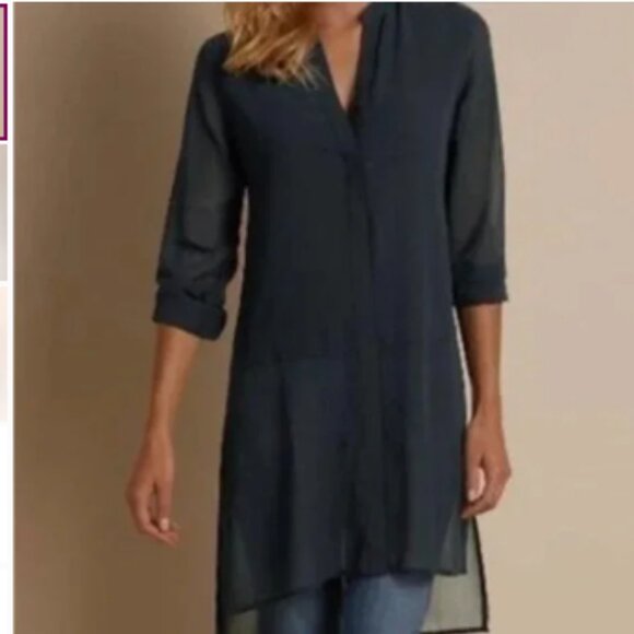 Soft Surroundings Tunic‎ Women's Black Luisa Shirt Sheer - Picture 1 of 14